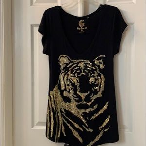 G by Guess black leopard blouse